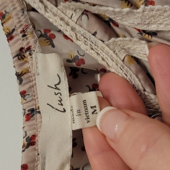 Lush Spaghetti Strap Camisole Sleeveless Cherry Twig Print Sheath Dress Size Med - Picture 7 of 9